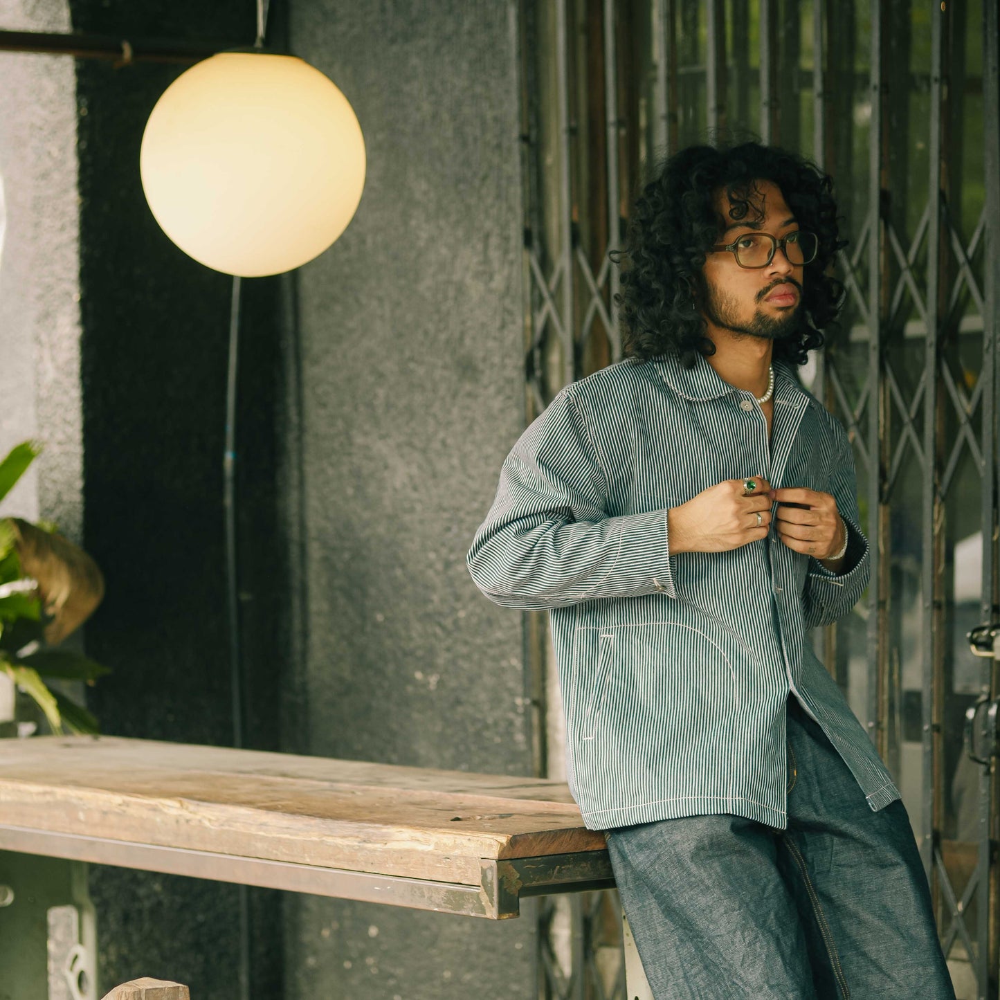 Welted Pocket Denim Chore Coat - Hickory Stripe