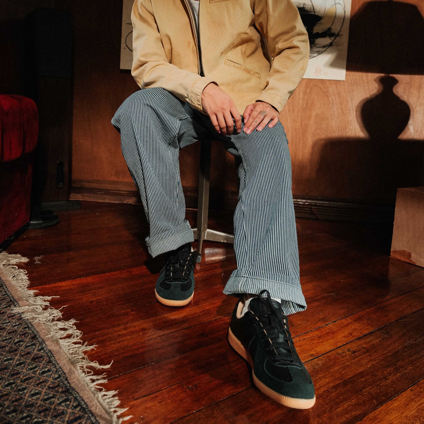 Lightweight Denim Work Pants - Hickory Stripe