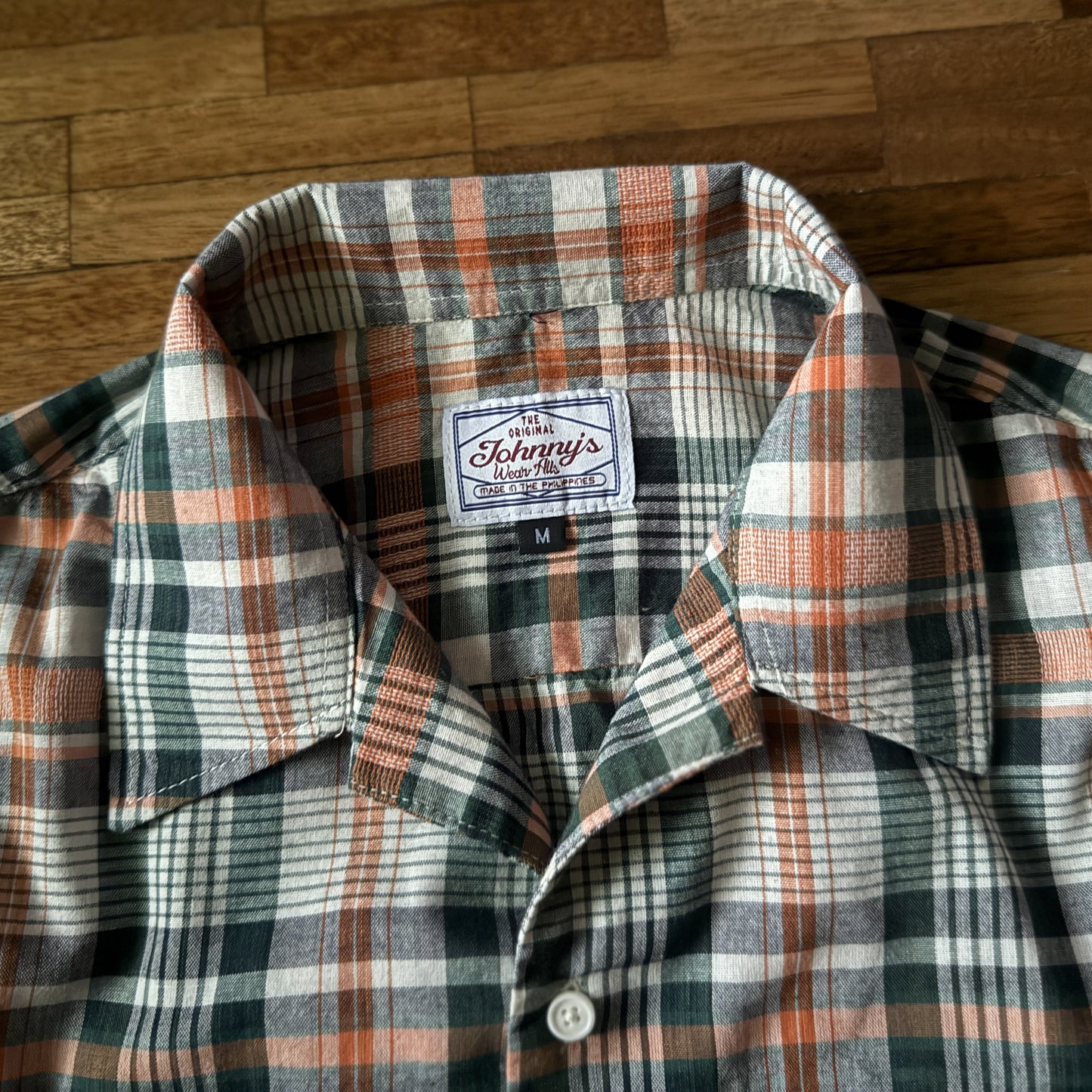 Lightweight S/S Camp Shirt w/ Side Tabs - Orange/Green Plaid