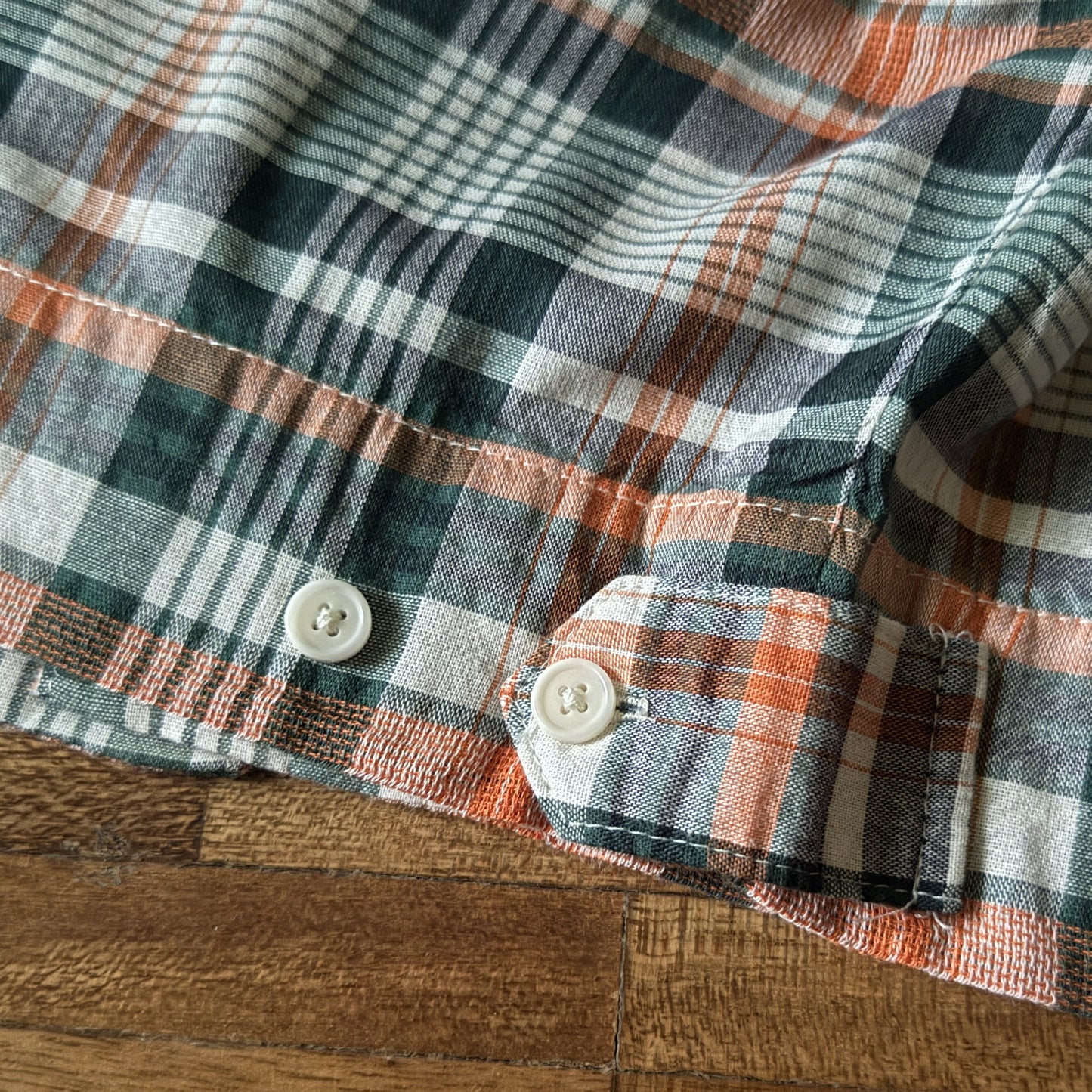Lightweight S/S Camp Shirt w/ Side Tabs - Orange/Green Plaid