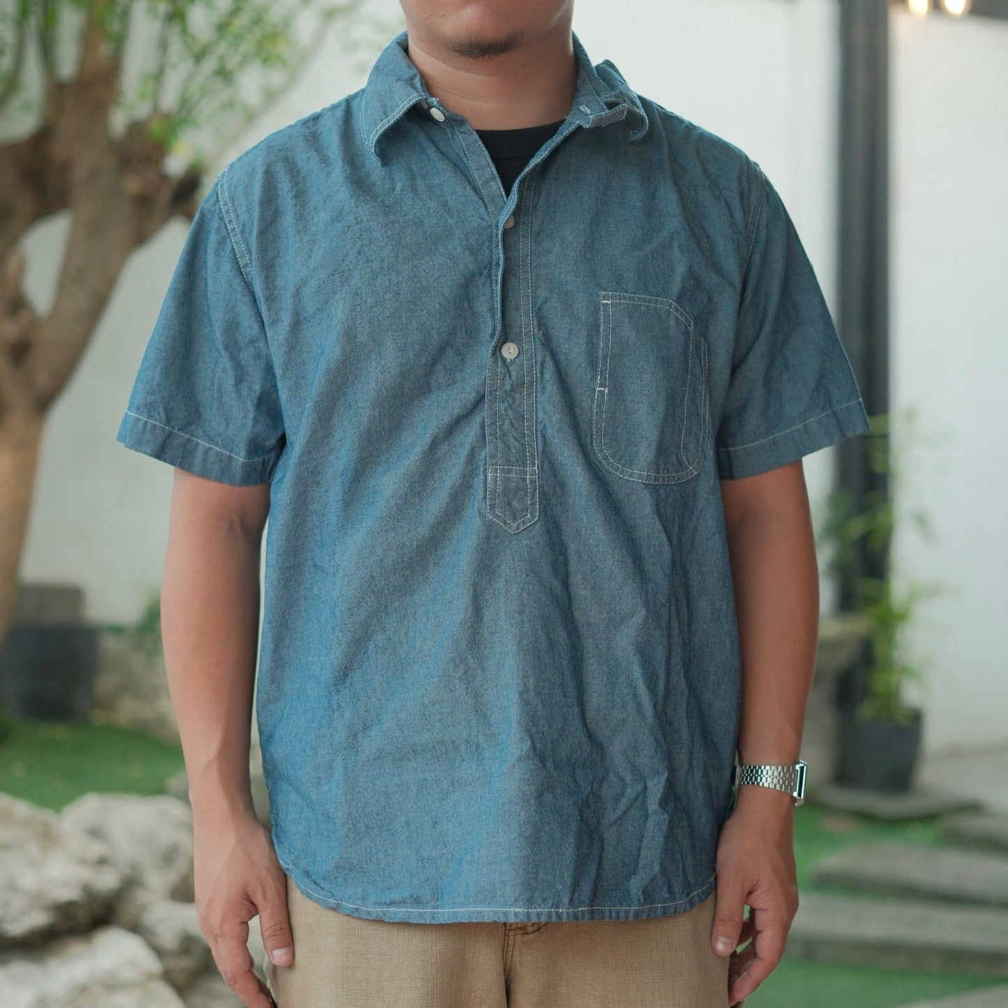 Selvedge Chambray S/S Half Placket Work Shirt