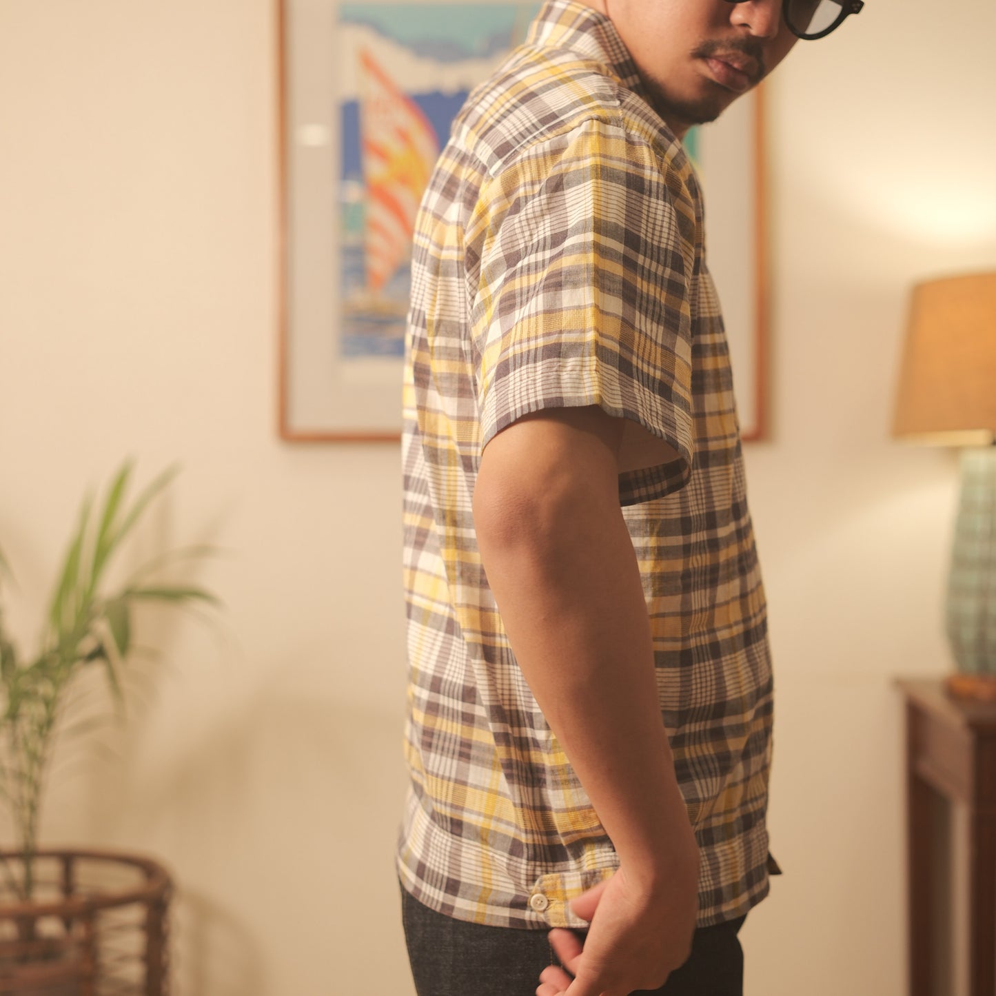 Lightweight S/S Camp Shirt w/ Side Tabs - Yellow/Ash Plaid