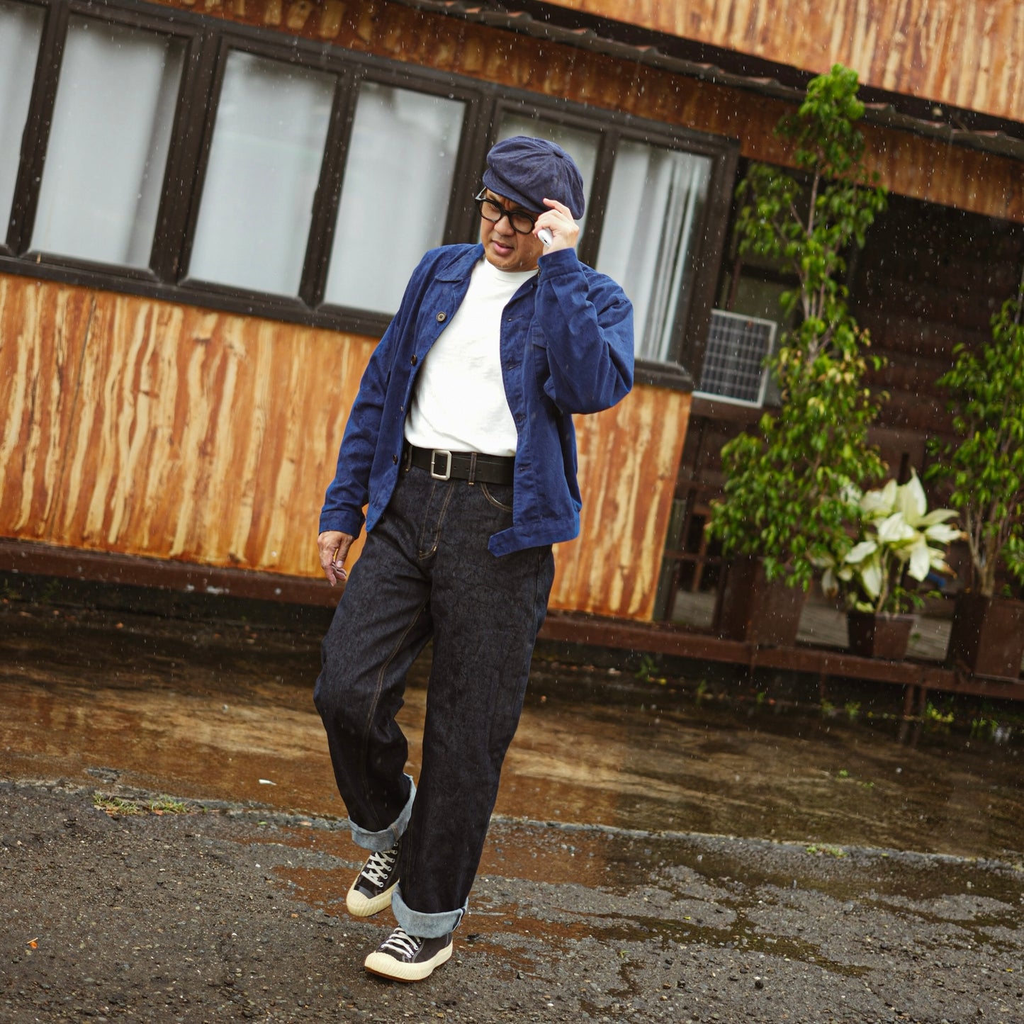 Twill Cyclist Jacket - French Blue
