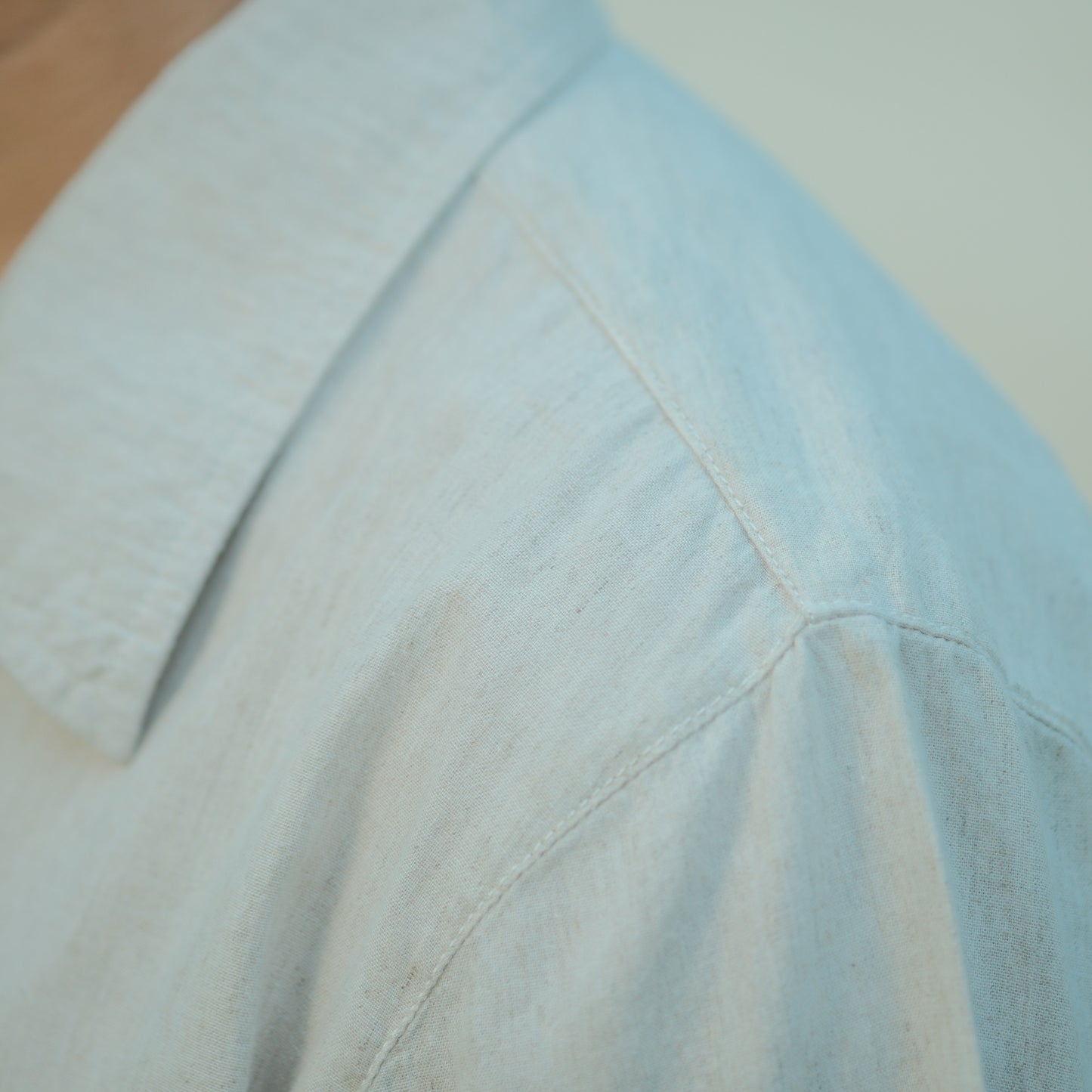 Chambray S/S Loop Collar Shirt - Natural