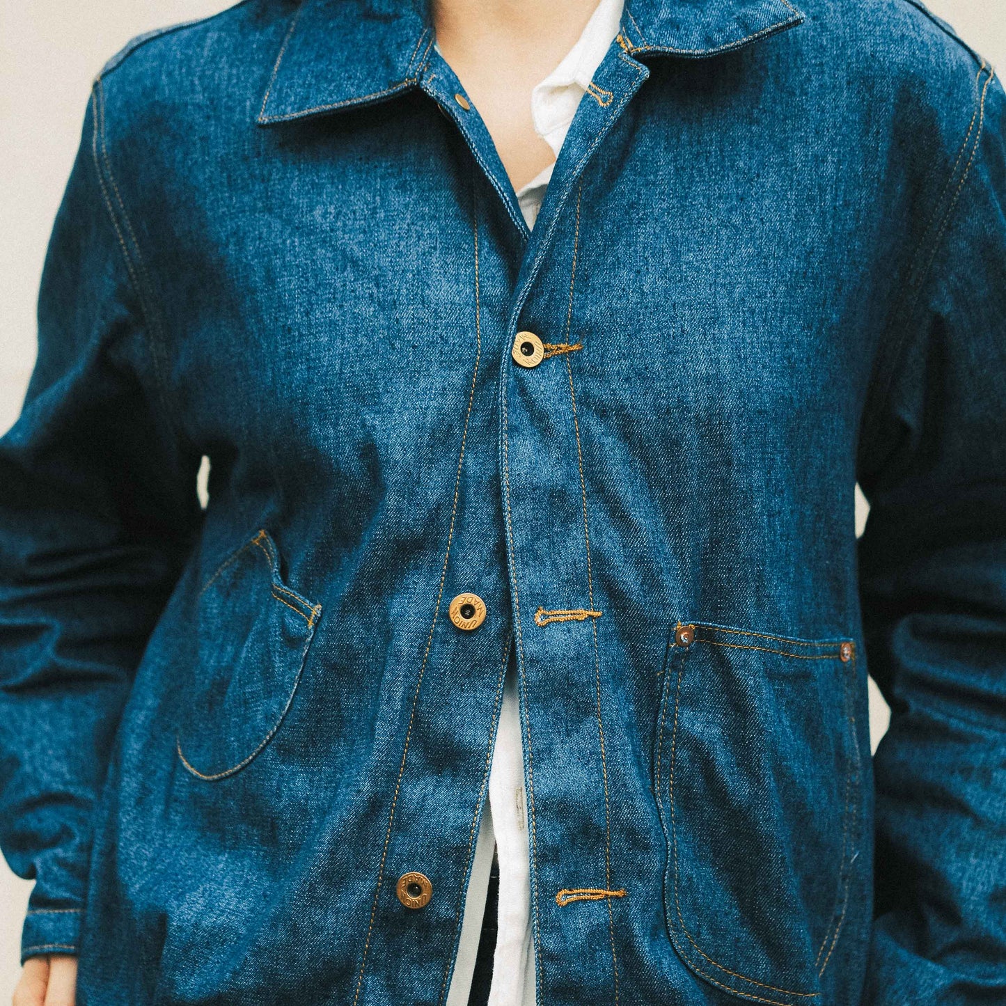 Linen Blend Selvedge Denim Blouson - Light Natural Indigo