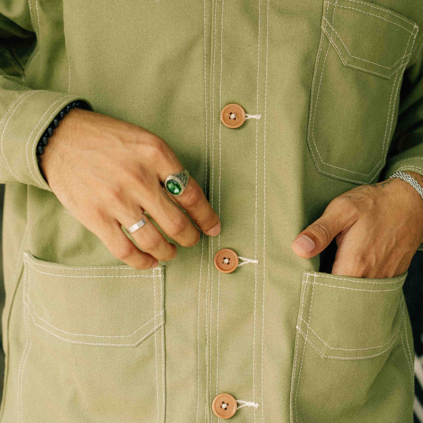 Canvas Chore Coat - Olive Green