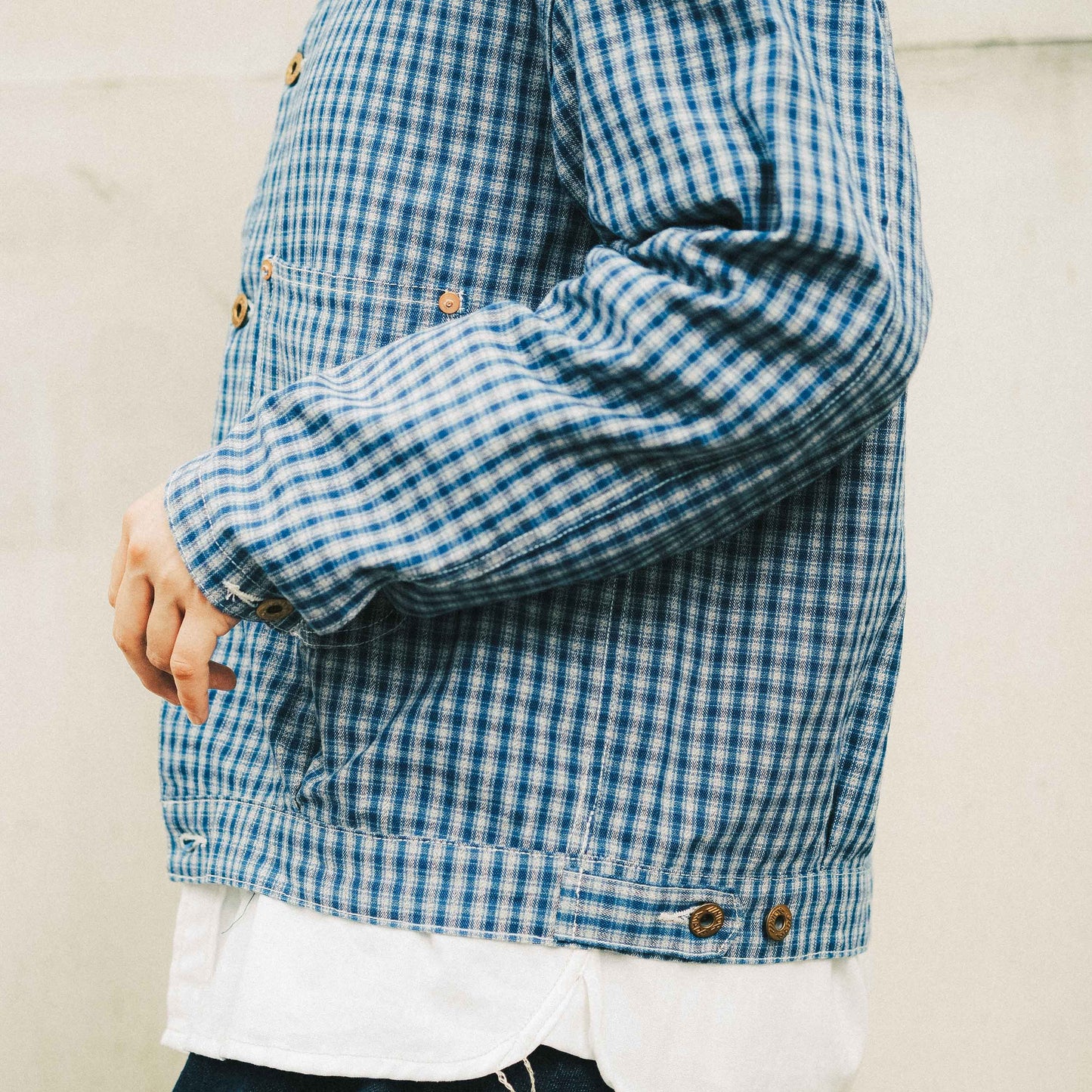 Canvas Blouson - Blue Plaid