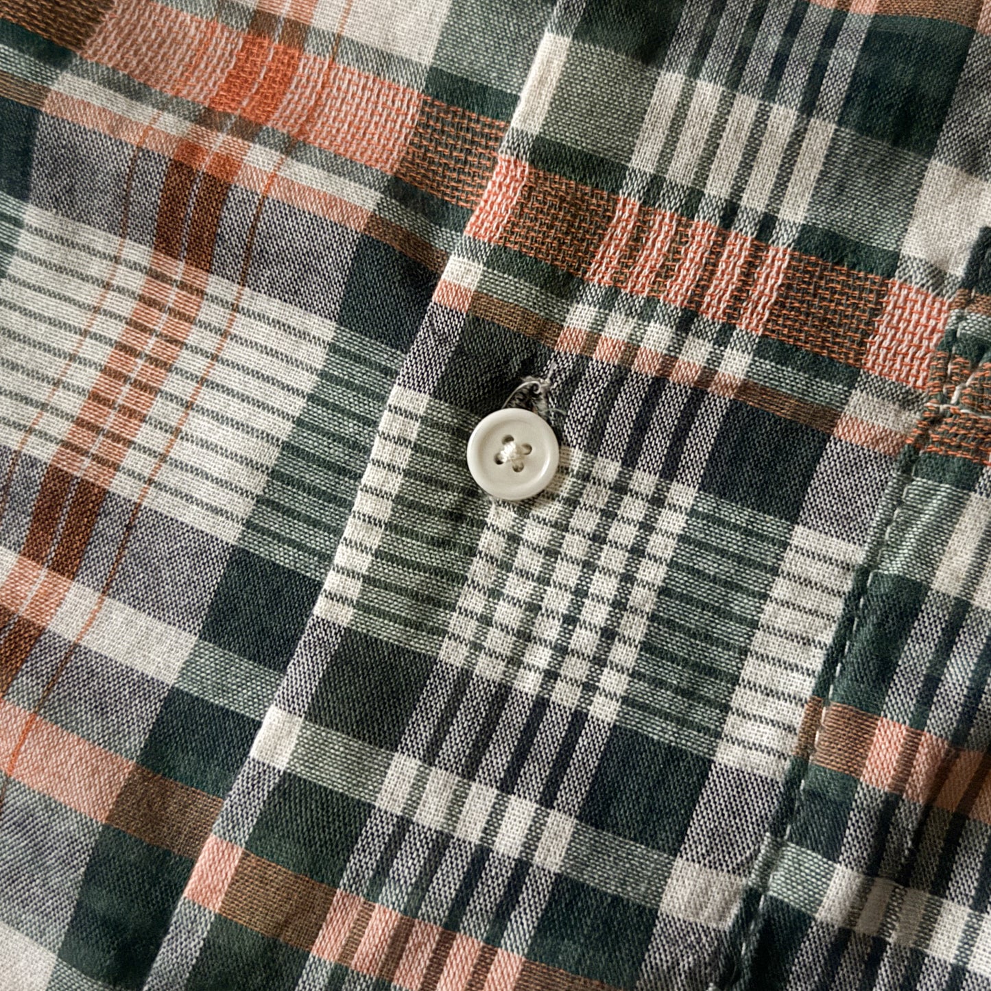 Lightweight S/S Camp Shirt w/ Side Tabs - Orange/Green Plaid