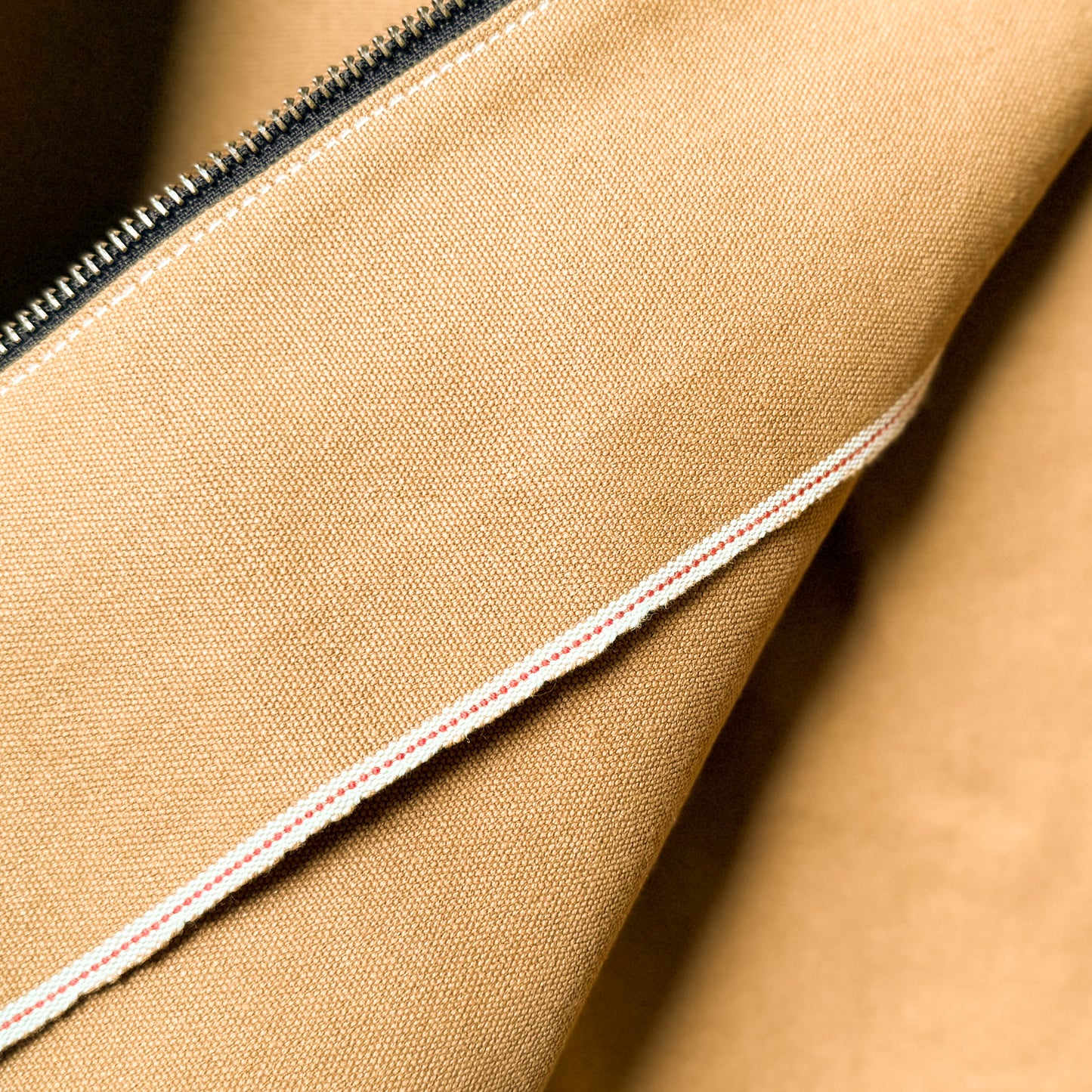 Selvedge Canvas Zip Work Jacket - Camel