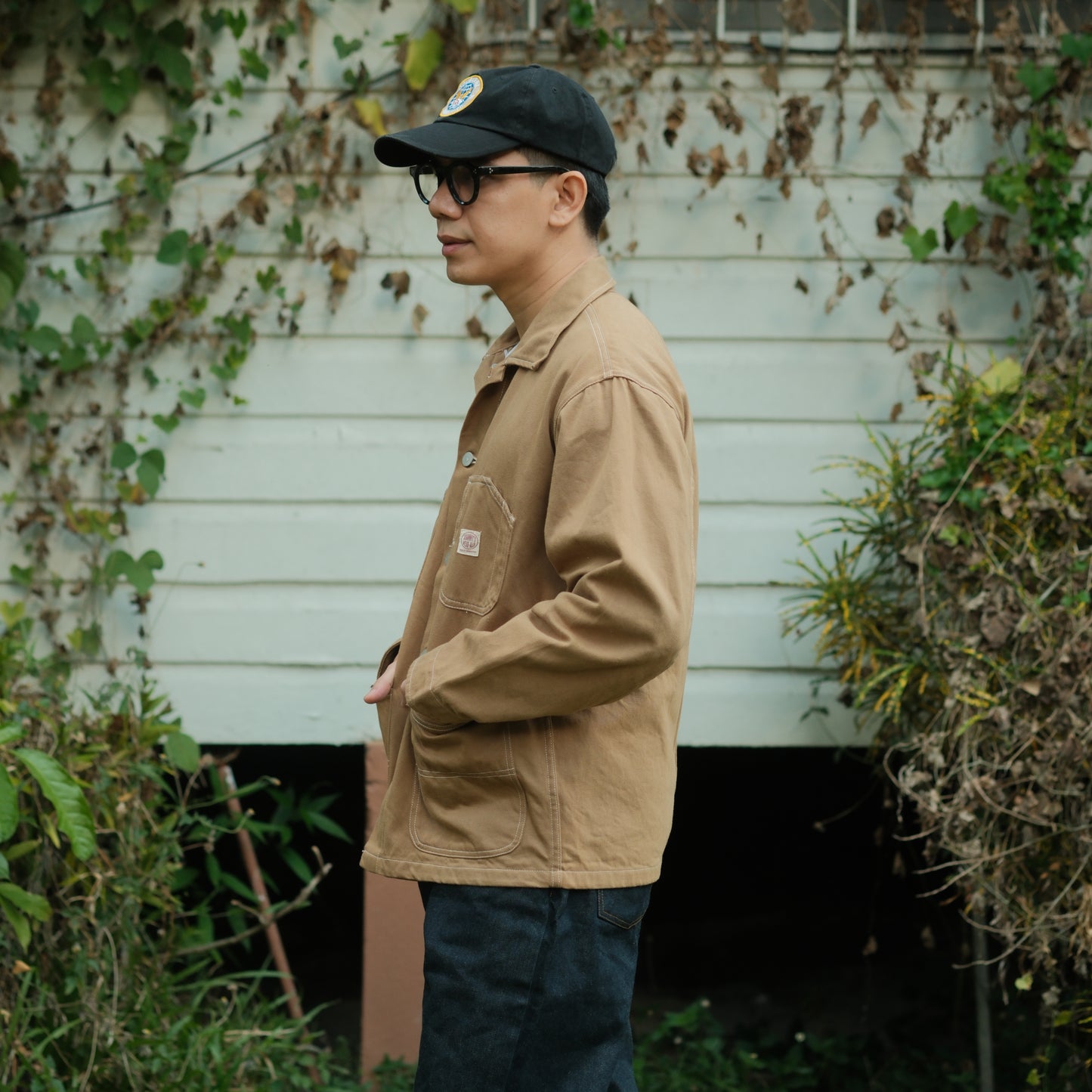 Selvedge Bull Denim Chore Coat - Khaki