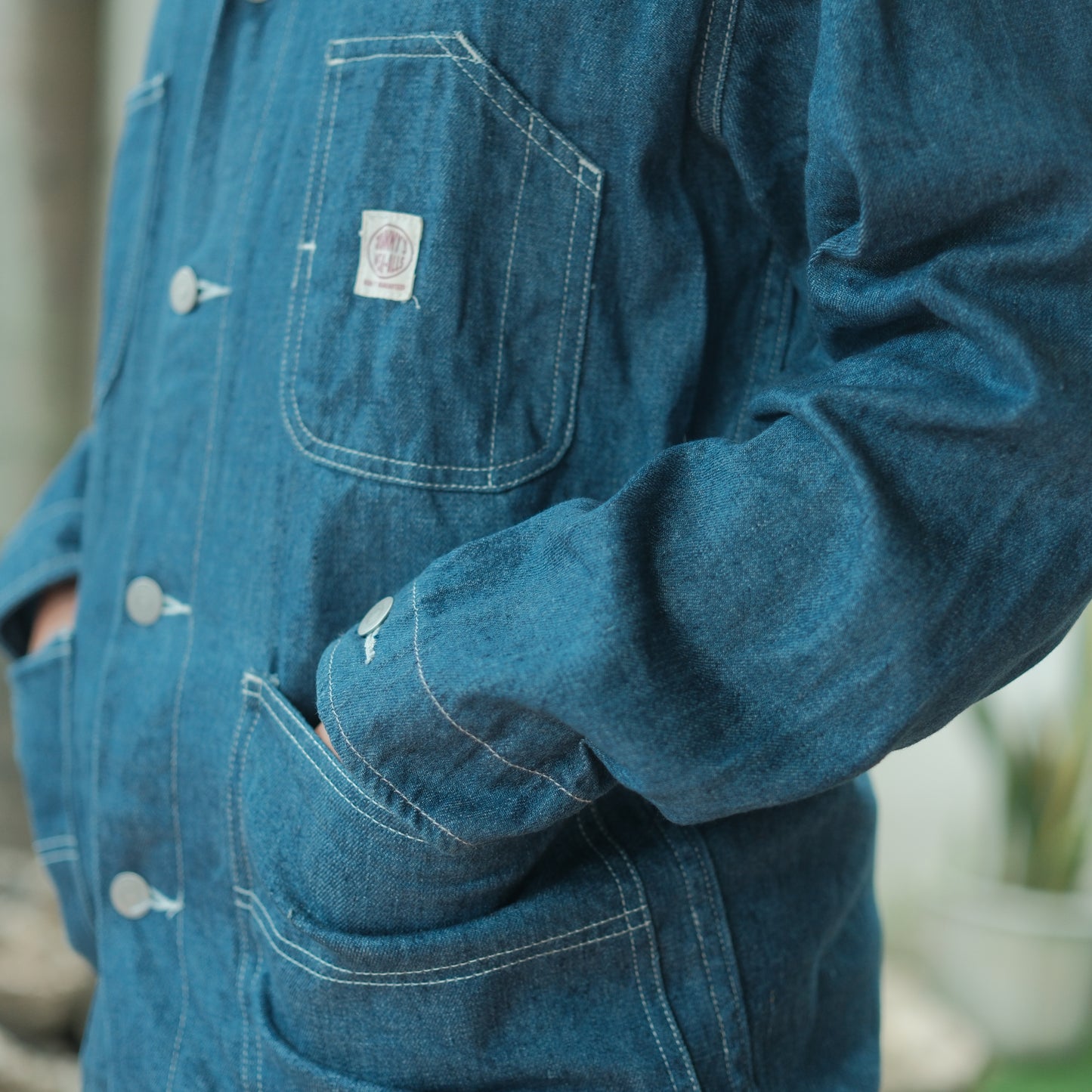 Linen Blend Selvedge Denim Chore Coat