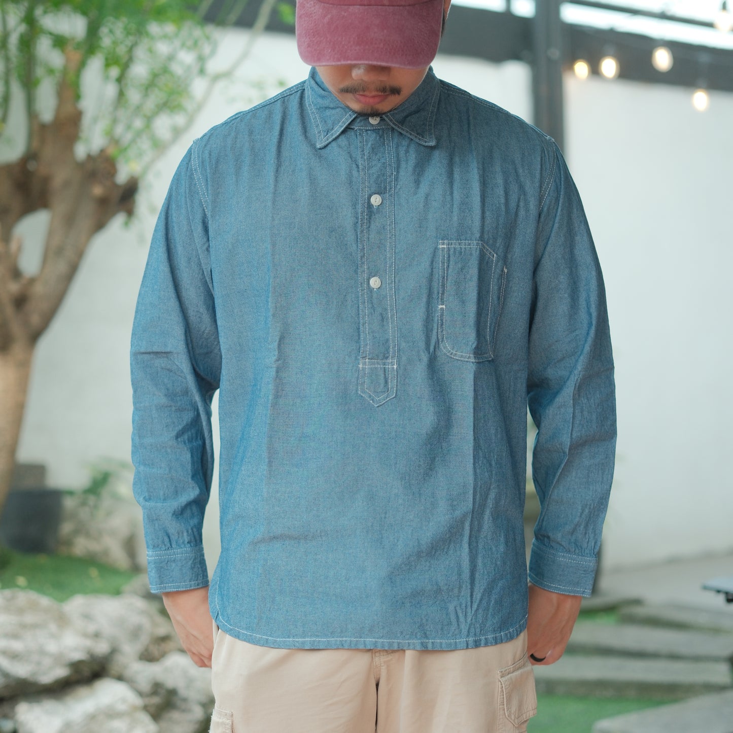 Selvedge Chambray L/S Half Placket Work Shirt