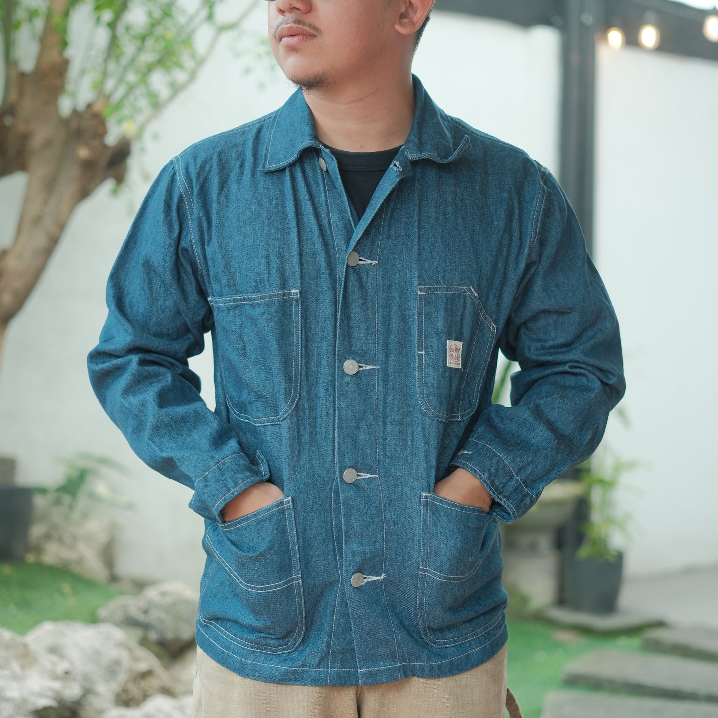 Linen Blend Selvedge Denim Chore Coat