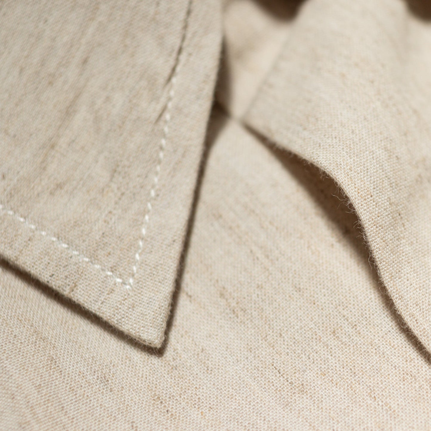 Chambray S/S Loop Collar Shirt - Natural