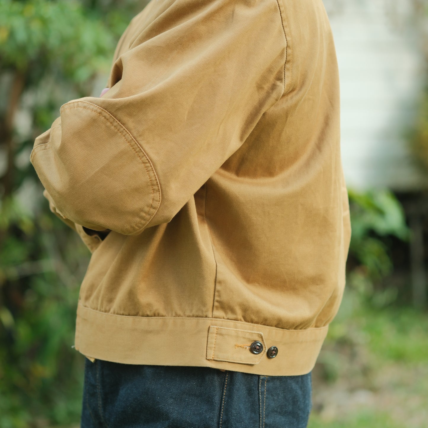 Selvedge Twill Zip Shop Jacket - Khaki