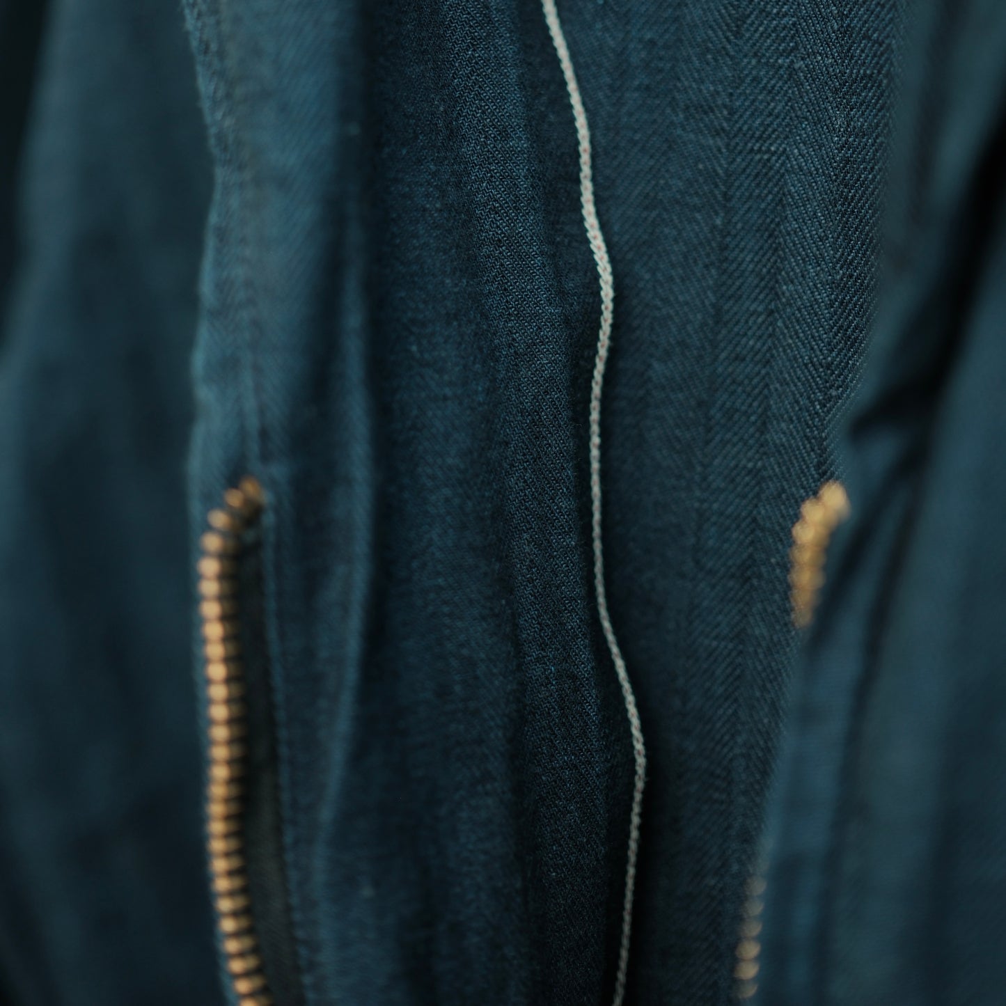 Selvedge Herringbone Twill Zip Shop Jacket - Indigo