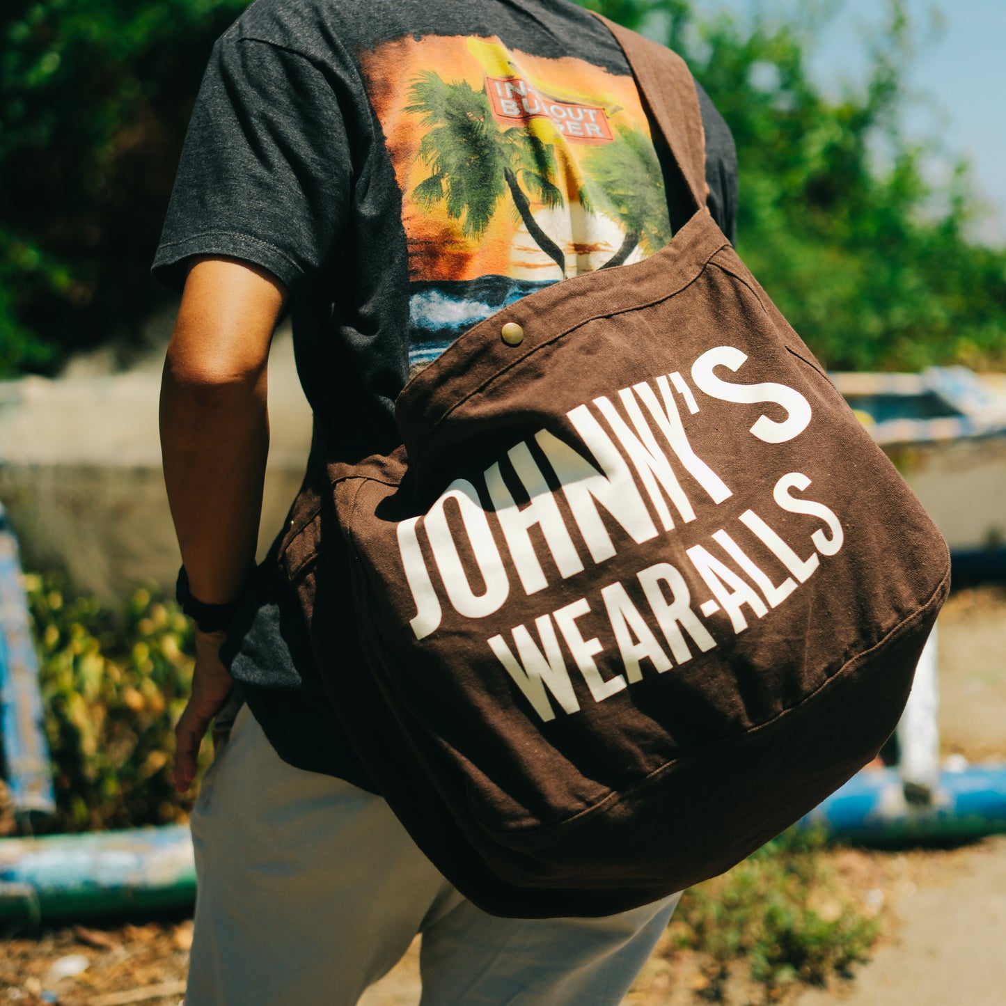 Canvas Paperboy Bag - Dark Brown