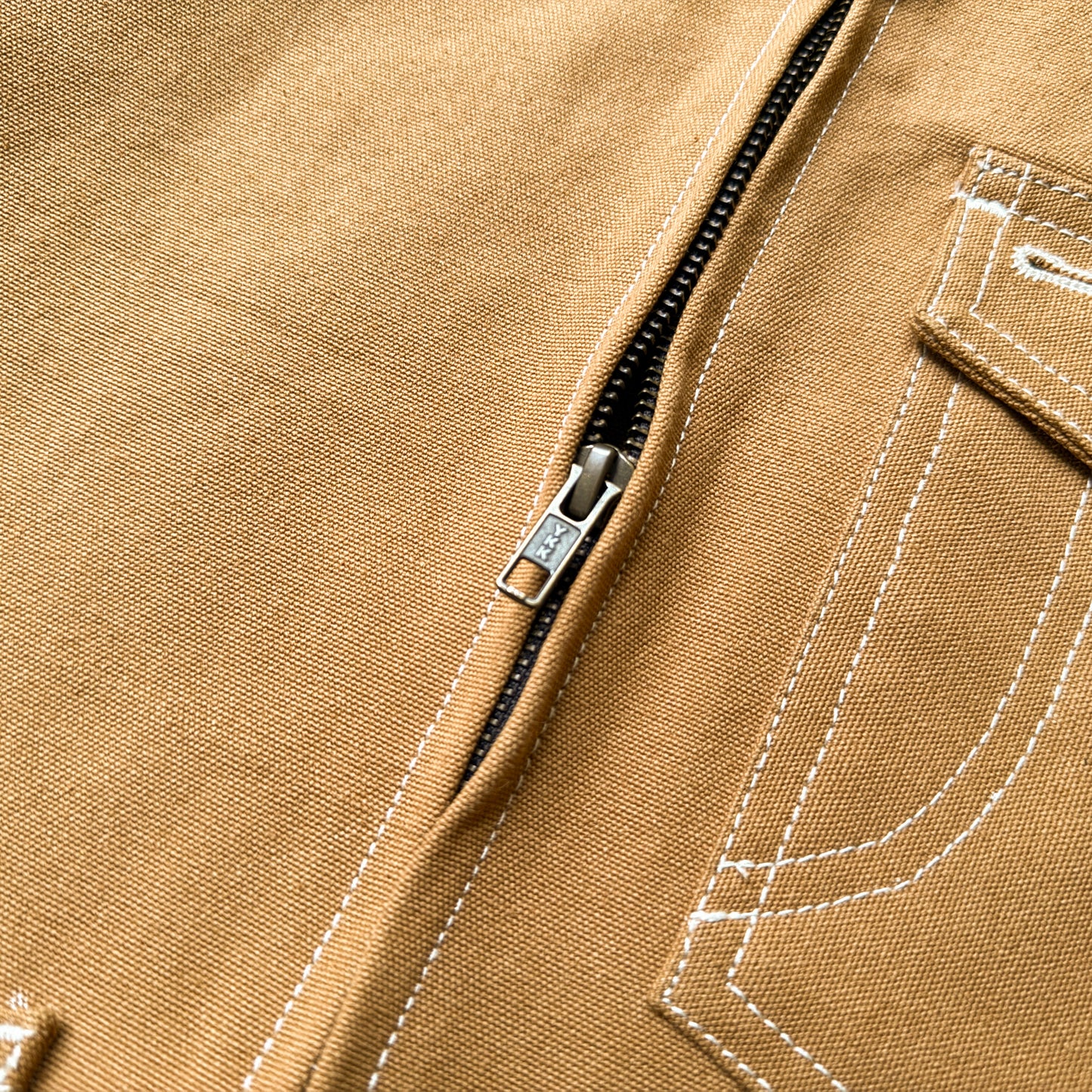 Selvedge Canvas Zip Work Jacket - Camel