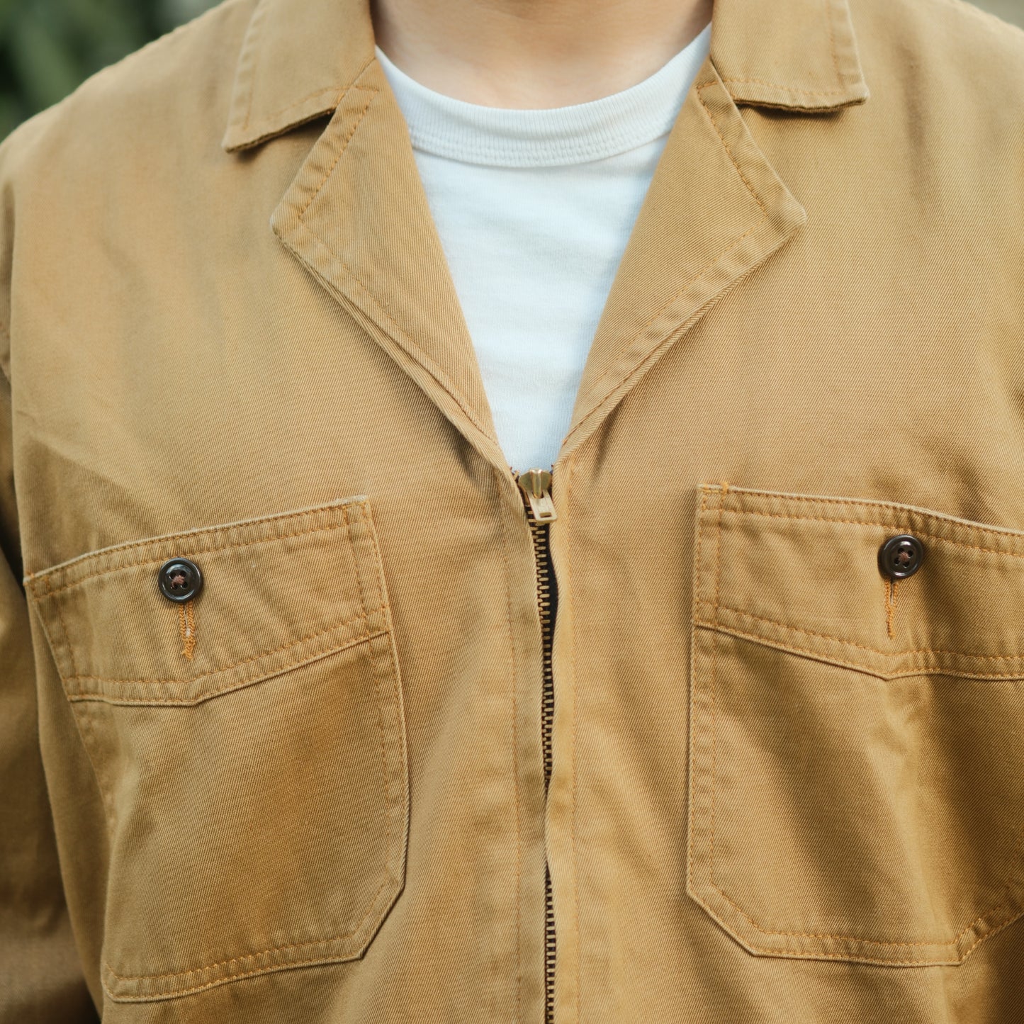 Selvedge Twill Zip Shop Jacket - Khaki