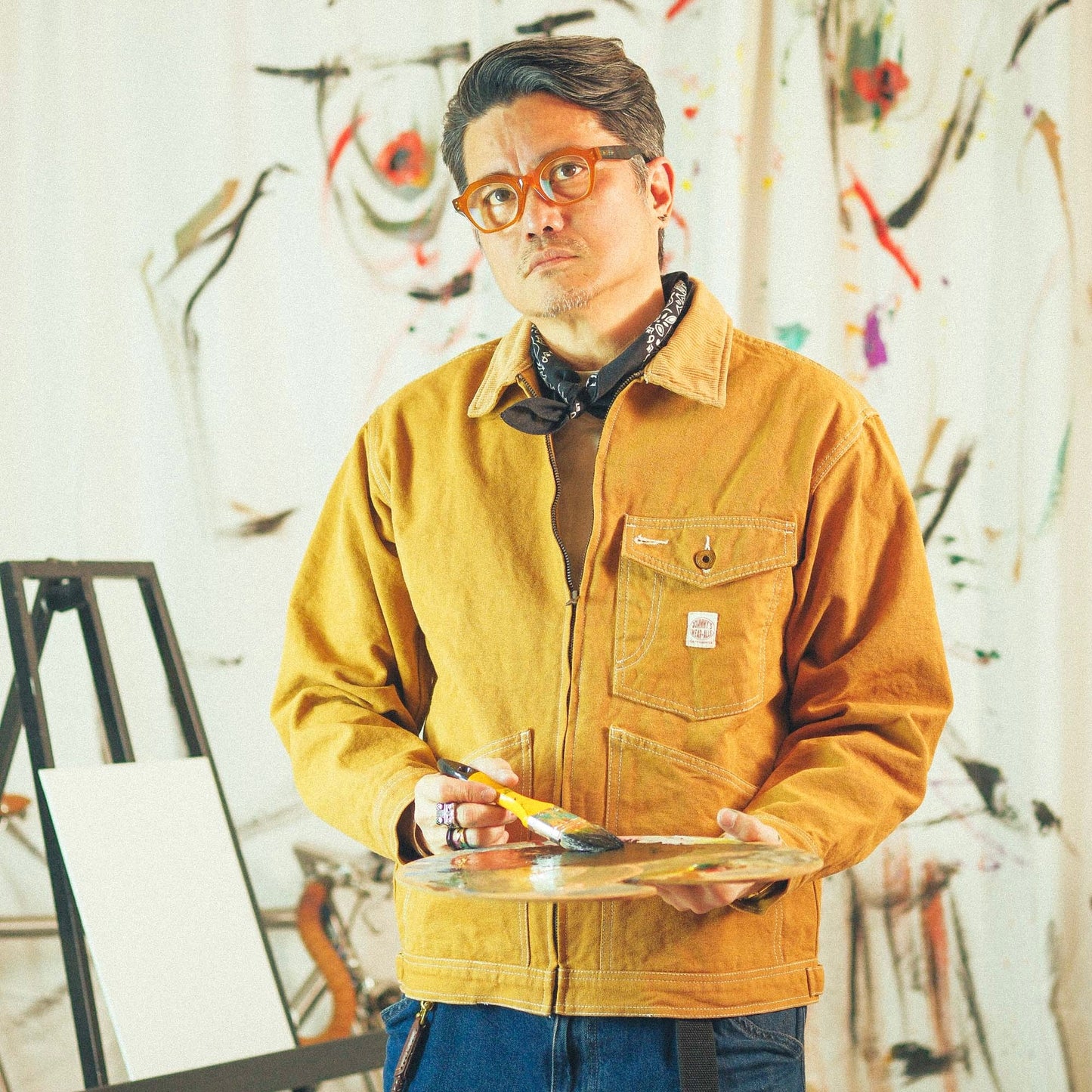 Selvedge Canvas Zip Work Jacket - Camel