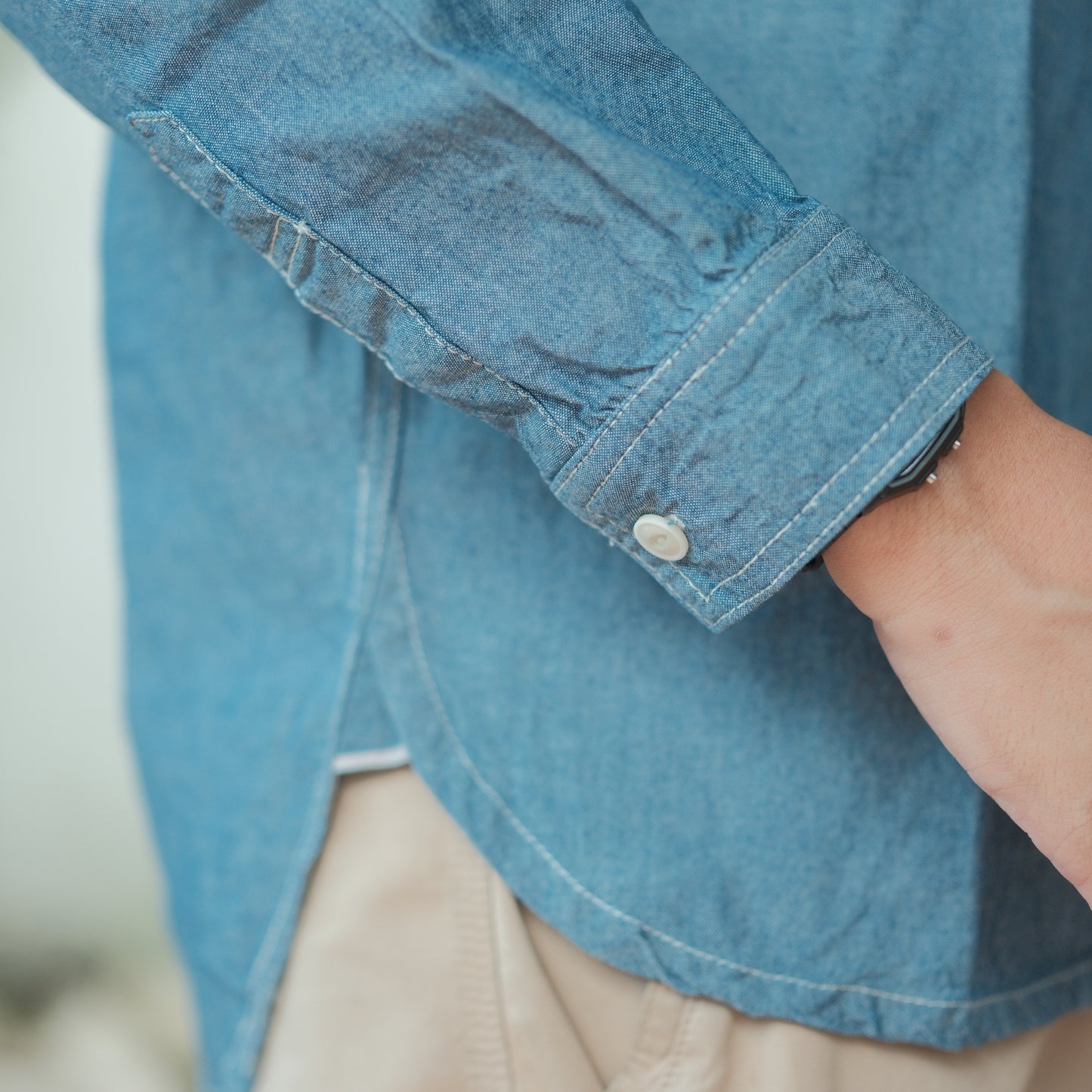 Selvedge Chambray L/S Half Placket Work Shirt