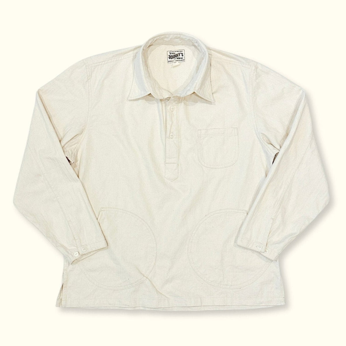 Herringbone Twill Half Placket Overshirt - Natural