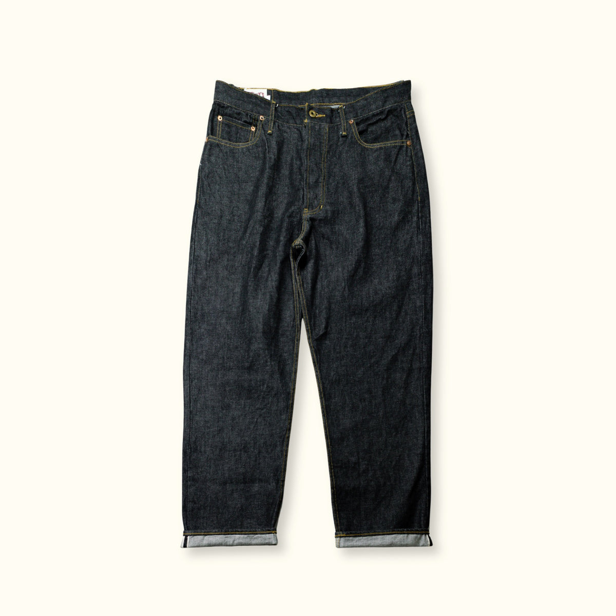Lot-155 13.5oz Japanese Selvedge Denim Jeans (Loose Cut) - Black