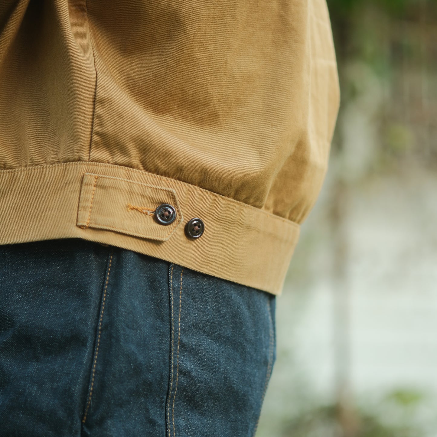 Selvedge Twill Zip Shop Jacket - Khaki
