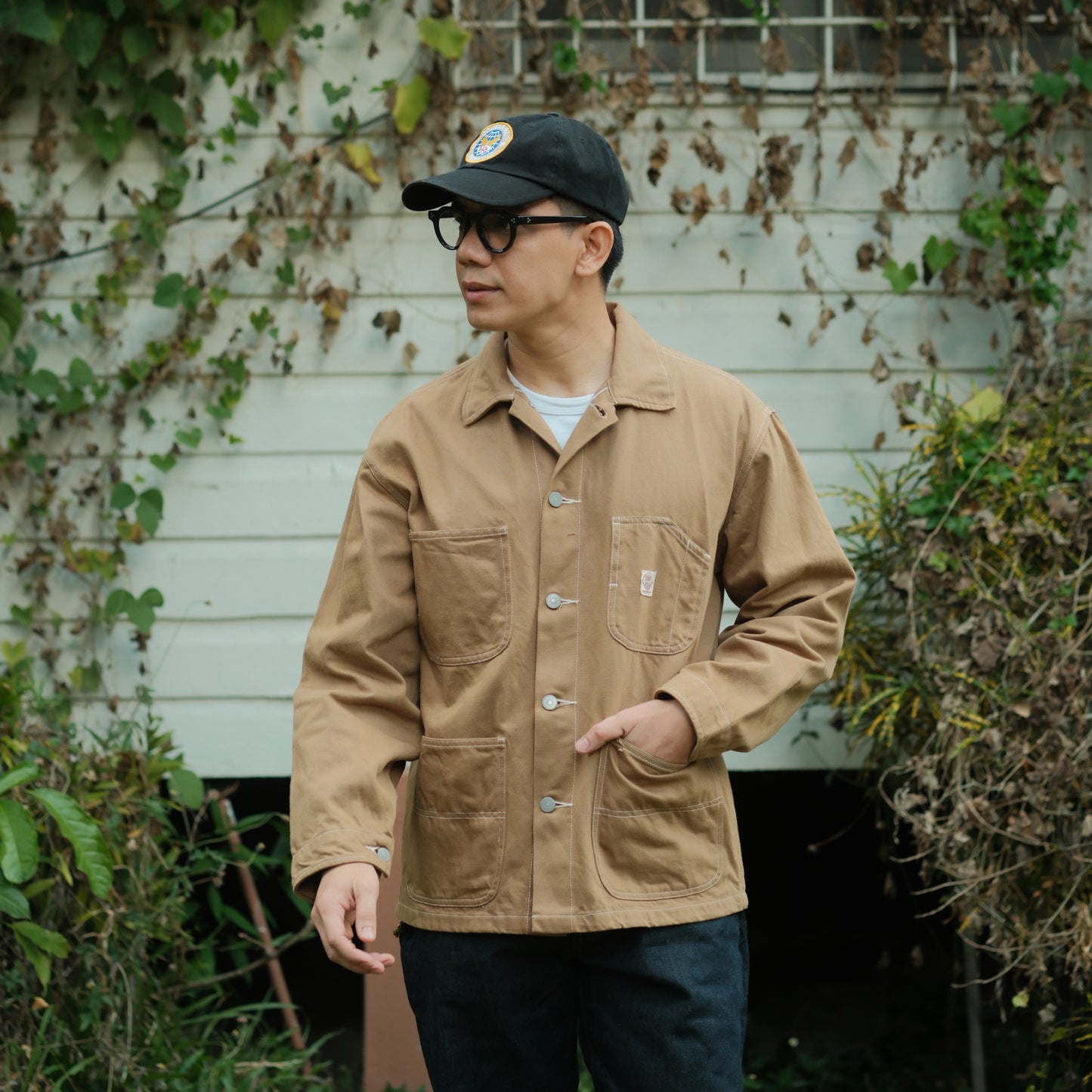 Selvedge Bull Denim Chore Coat - Khaki