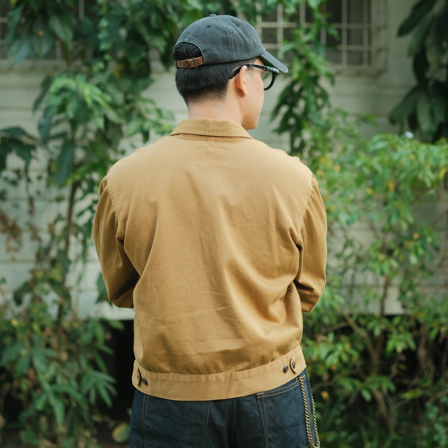 Selvedge Twill Zip Shop Jacket - Khaki