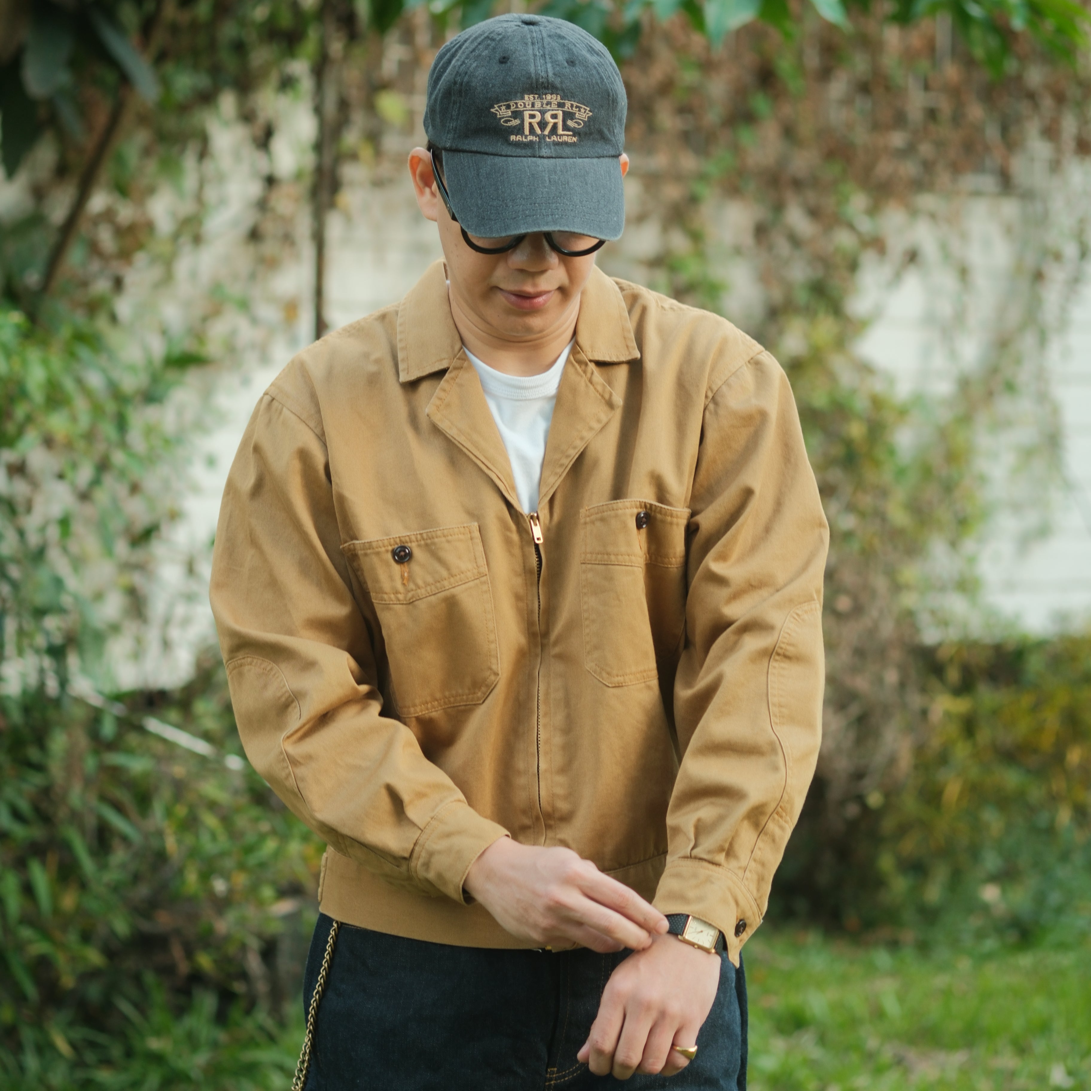 Zip Jacket Khaki Polo Jacket Vintage 90s Polo Ralph Lauren Zip Tan