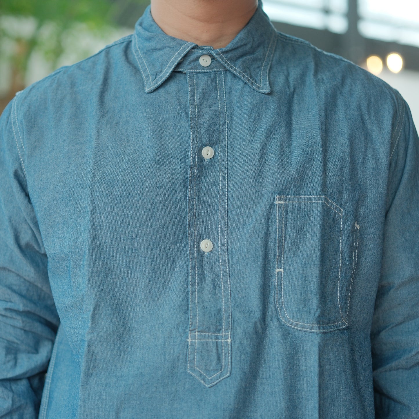 Selvedge Chambray L/S Half Placket Work Shirt