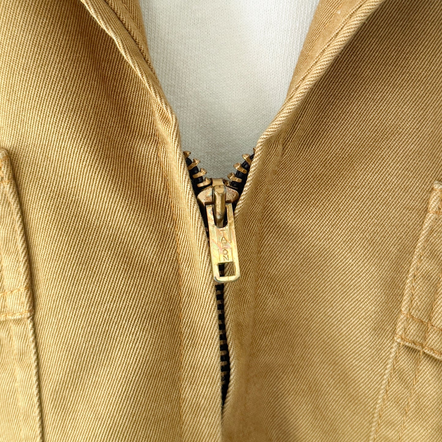 Selvedge Twill Zip Shop Jacket - Khaki