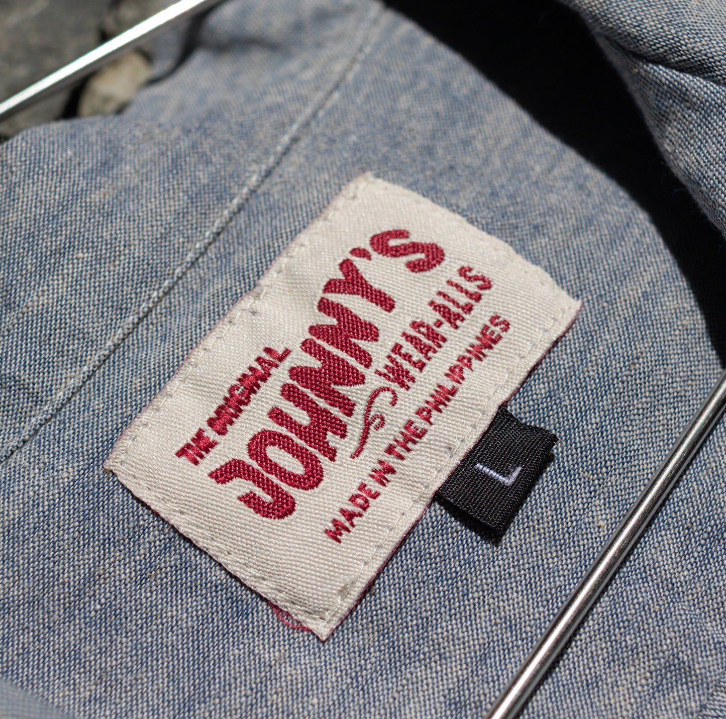 Chambray S/S Loop Collar Shirt - Blue