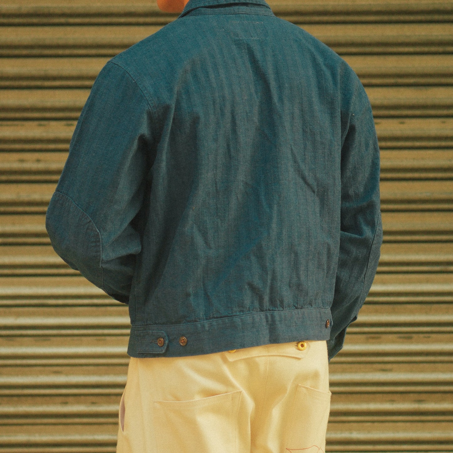 Selvedge Herringbone Twill Zip Shop Jacket - Indigo