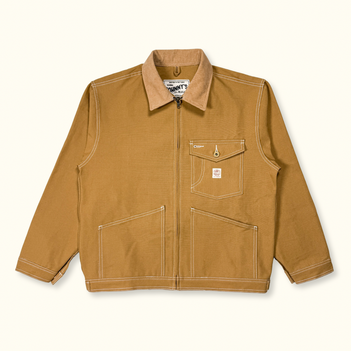 Selvedge Canvas Zip Work Jacket - Camel
