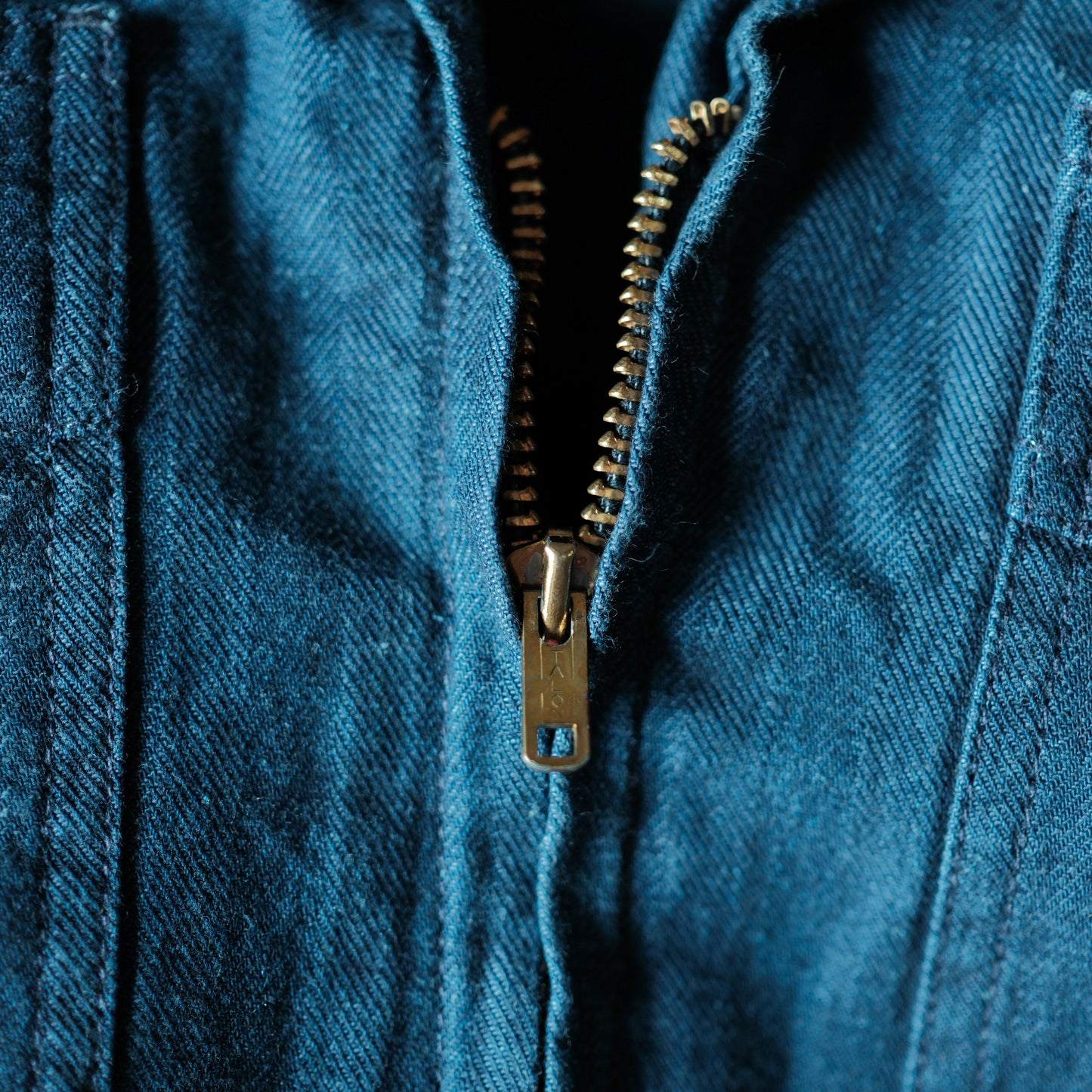 Selvedge Herringbone Twill Zip Shop Jacket - Indigo