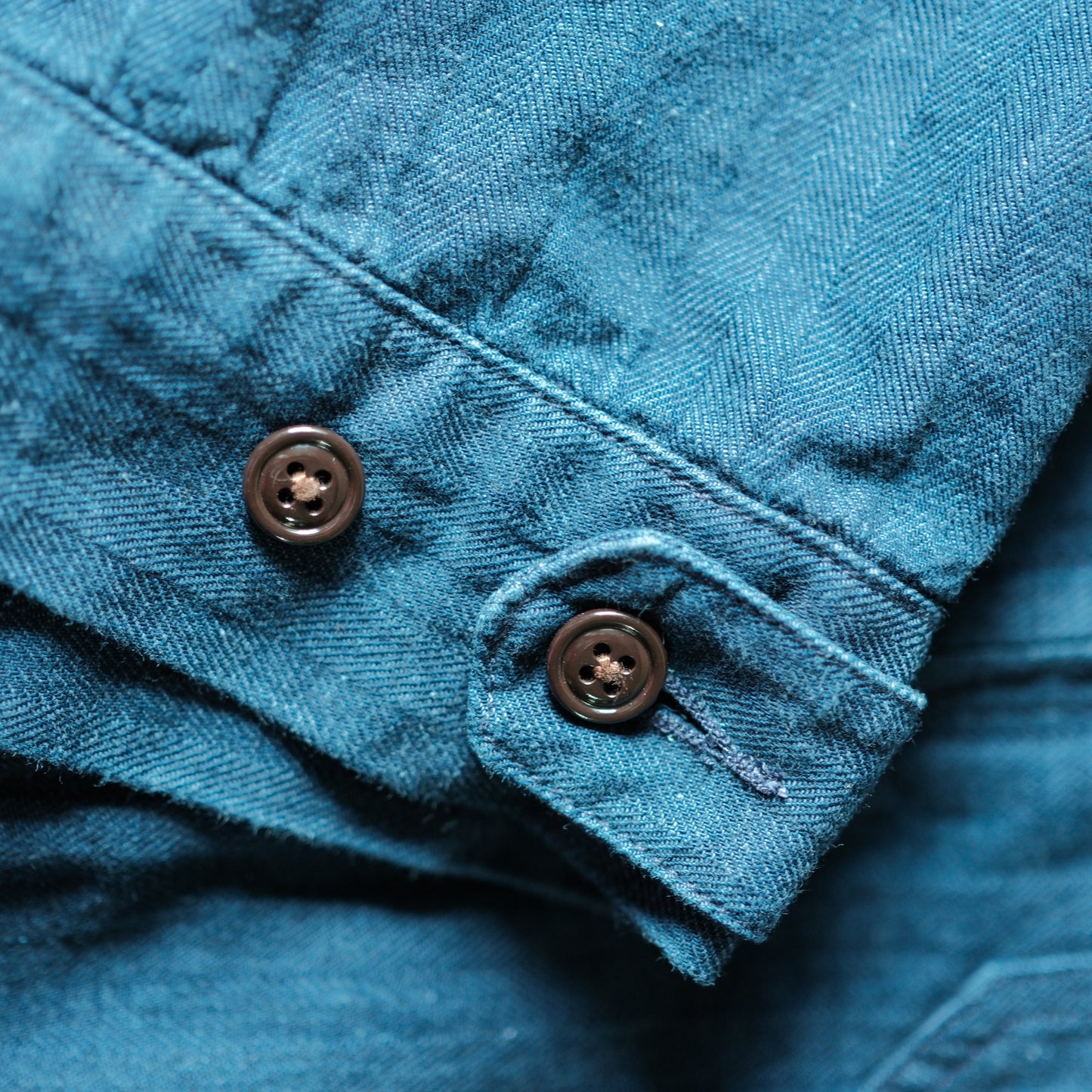 Selvedge Herringbone Twill Zip Shop Jacket - Indigo