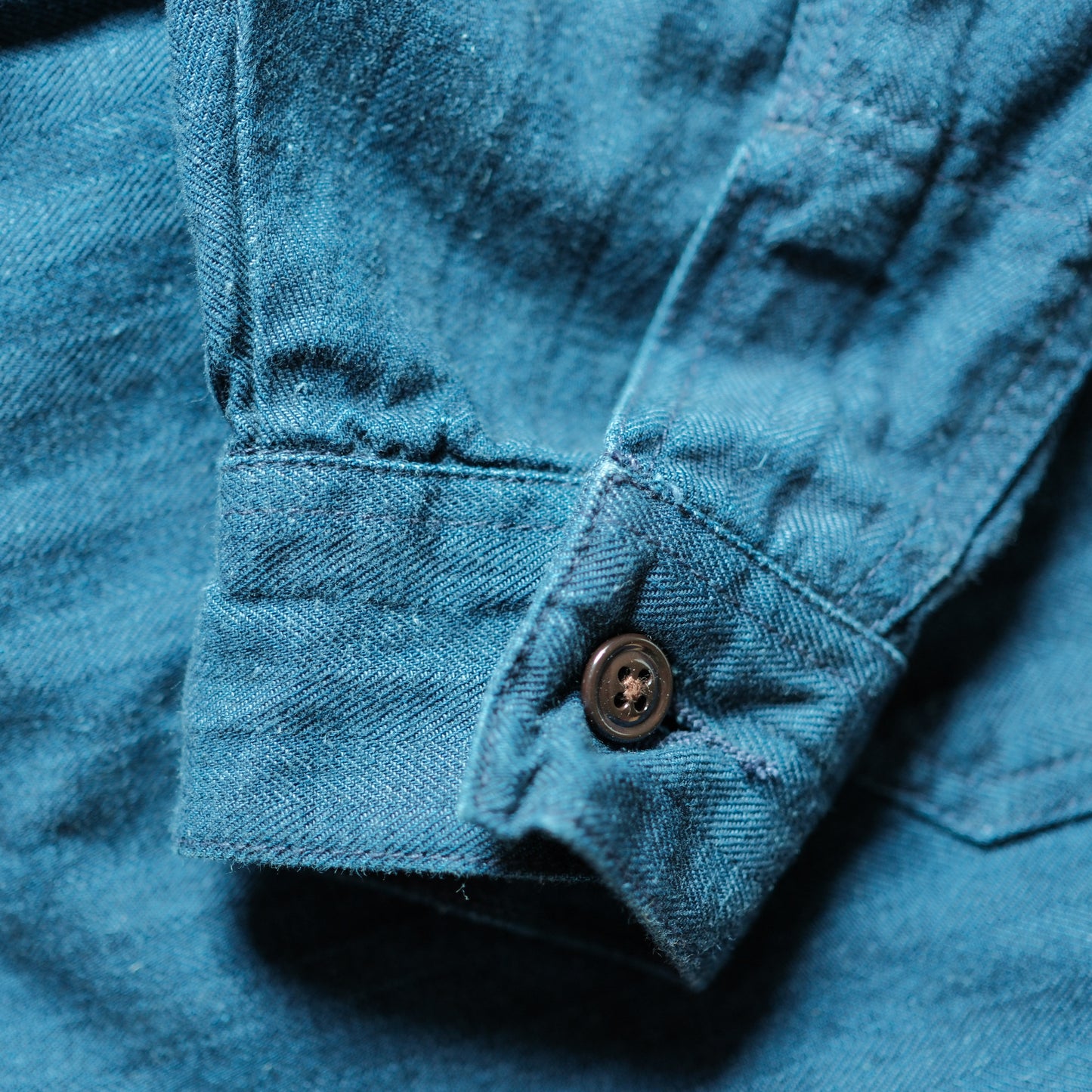 Selvedge Herringbone Twill Zip Shop Jacket - Indigo