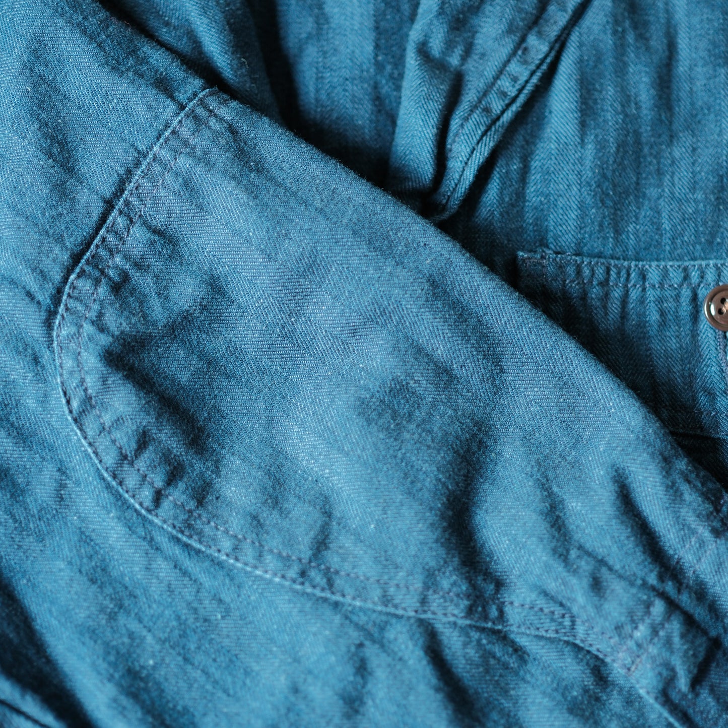 Selvedge Herringbone Twill Zip Shop Jacket - Indigo