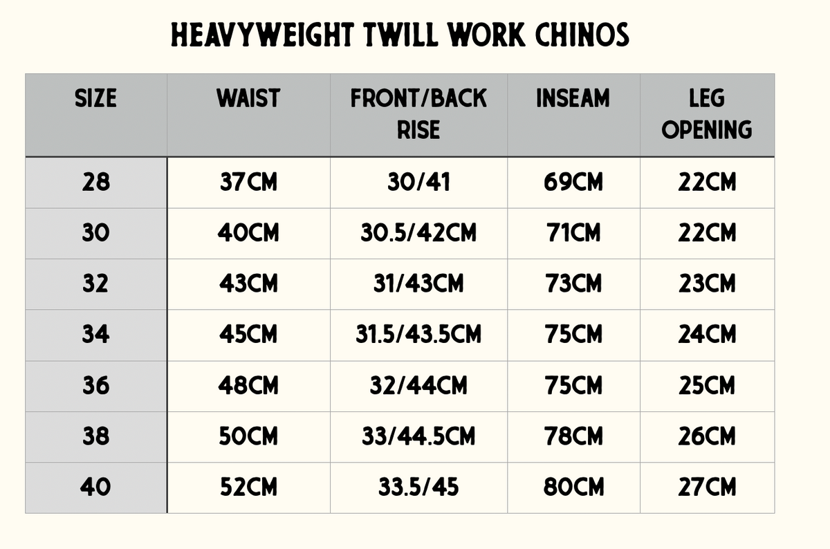 Size chart